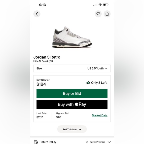 Jordan Retro 3 Grade School - Picture 7 of 7